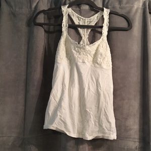 White lace razor back tank